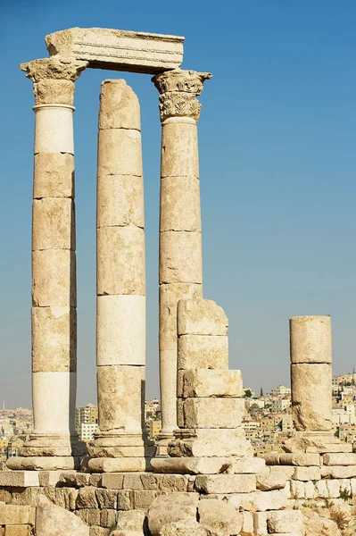 Antiguas Columnas Piedra Ciudadela Ammán Ammán Jordania — Foto de Stock