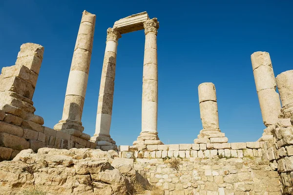 Antiguas Columnas Piedra Ciudadela Ammán Ammán Jordania — Foto de Stock
