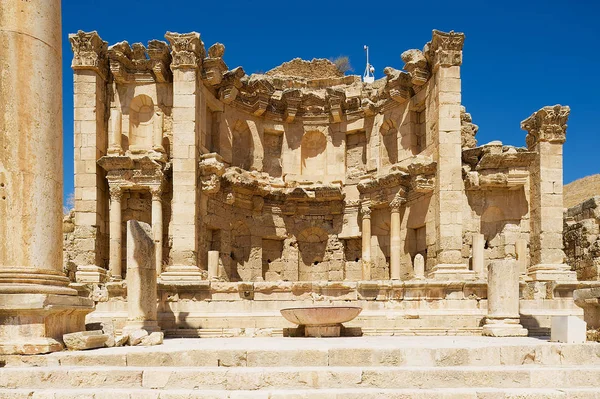 Rovine Del Ninfeo Nella Città Romana Gerasa Moderno Jerash Giordania — Foto Stock