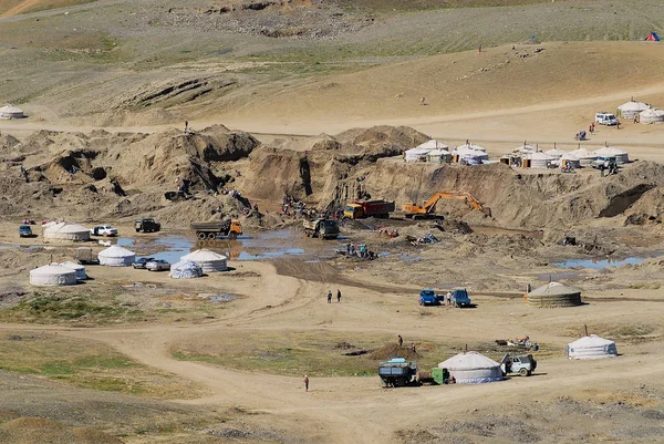 Burgede Mongolia August 2006 View Gold Mining Camp Burgede Mongolia — Stock Photo, Image