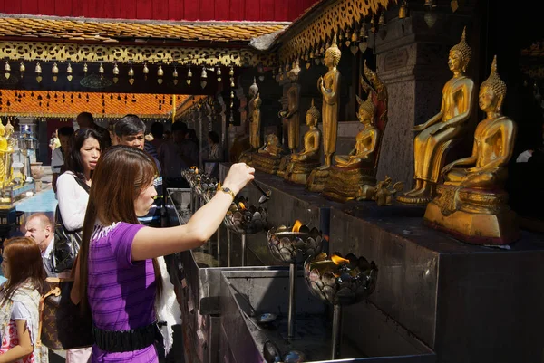 Chiang Mai Tajlandia Listopada 2008 Niezidentyfikowany Ludzie Modlą Się Wat — Zdjęcie stockowe