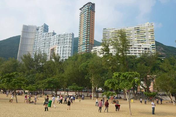 Hong Kong China Setembro 2012 Pessoas Não Identificadas Relaxam Praia — Fotografia de Stock