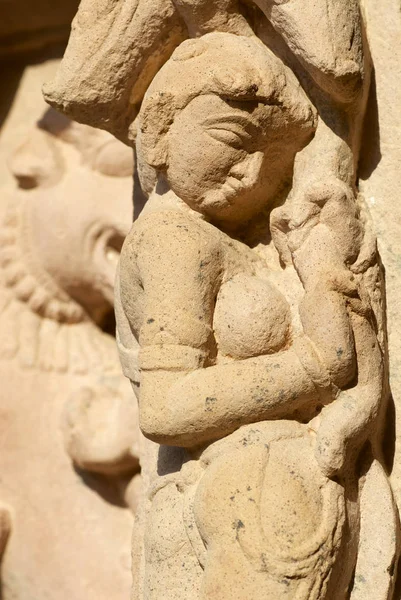 Erotische Beeld Bij Vishvanatha Tempel Van Westerse Tempels Van Khajuraho — Stockfoto