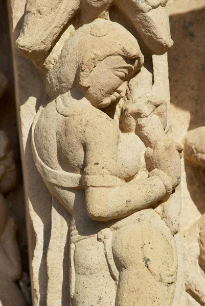 Erotyczne Rzeźby Świątyni Vishvanatha Zachodniej Świątynie Khajuraho Madhya Pradesh Indie — Zdjęcie stockowe