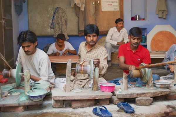 Agra India Marzo 2007 Persone Non Identificate Lavorano Laboratorio Che — Foto Stock