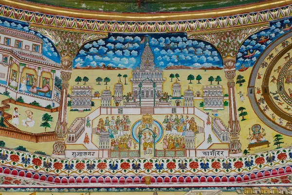 Bikaner Indien April 2007 Detail Der Wandmalereien Laxmi Nath Hindu — Stockfoto