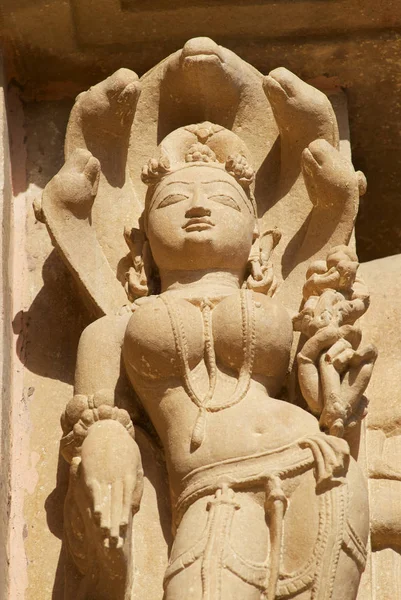 印度中央邦 Khajuraho 的西殿 Vishvanatha 寺的色情雕塑 联合国教科文组织世界遗产 — 图库照片