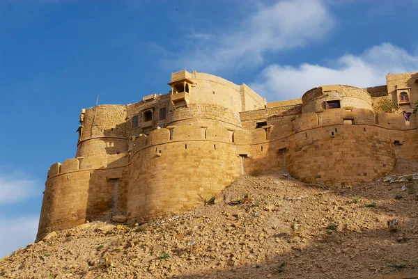 Mury Baszty Fortu Niebieski Niebo Nad Jaisalmer Indie — Zdjęcie stockowe