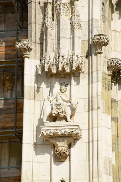 Decoração Fachada Gótica Catedral Medieval São Pedro Regensburg Alemanha — Fotografia de Stock