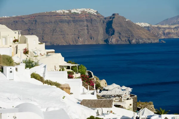 Oia Greece August 2012 Hotel Buildings Cliff Stunning Sea View — Stock Photo, Image