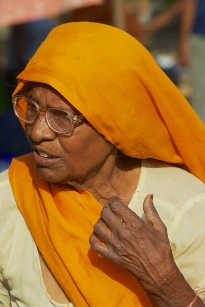 Jaipur Inde Mars 2007 Portrait Une Femme Âgée Portant Des — Photo