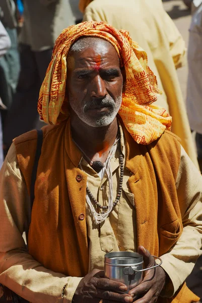 Orchha India March 2007 Portrait Unidentified Senior Hindu Man Wearing — Stock Photo, Image