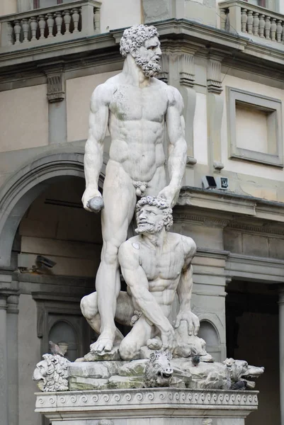 Florența Italia Martie 2007 Statuia Lui Hercule Caco Din Baccio — Fotografie, imagine de stoc