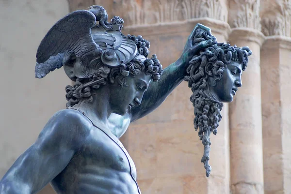 Florença Itália Março 2007 Estátua Bronze Perseus Segurando Cabeça Medusa — Fotografia de Stock