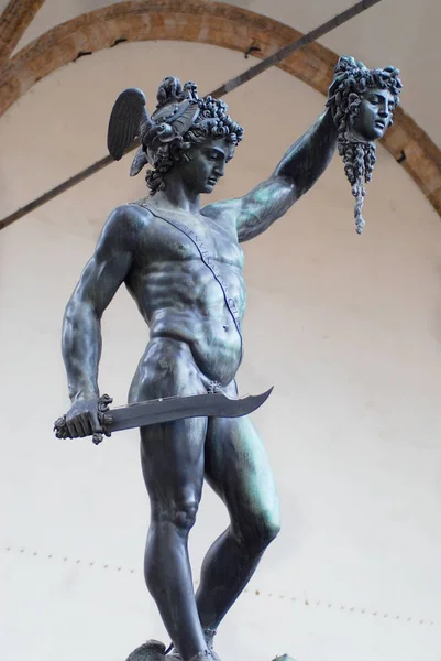 Florence Italy March 2007 Bronze Statue Perseus Holding Head Medusa — Stock Photo, Image
