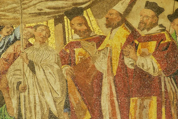 Mosaico da Basílica de São Marcos representando o corpo de São Marcos acolhido em Veneza, Itália . — Fotografia de Stock