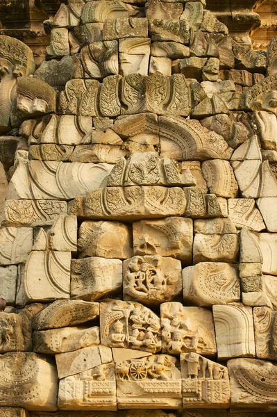 Tallado Arenisca Con Motivos Religiosos Las Ruinas Del Templo Hindú — Foto de Stock