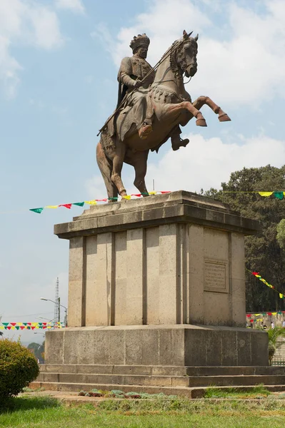 Addis Ababa Ethiopia January 2010 Menelik Equestrian Statue Addis Ababa — Stock Photo, Image