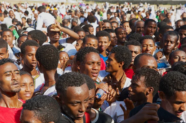 Addis Ababa Ethiopia January 2010 Crowd Ethiopian People Celebrating Timkat — Stock Photo, Image