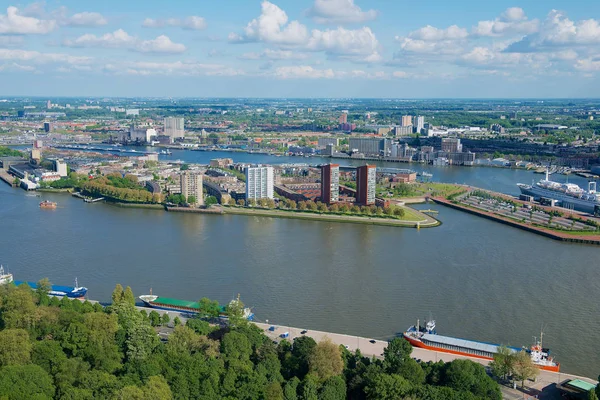 Rotterdam Holandia Czerwiec 2013 Widok Lotu Ptaka Miasta Portu Rotterdamie — Zdjęcie stockowe