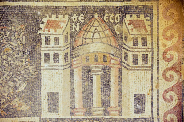 Fragmento Antigo Mosaico Piso Romano Nas Ruínas Igreja Saint Stevens — Fotografia de Stock