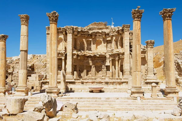 Ruinas Del Nymphaeum Ciudad Romana Gerasa Actual Jerash Jordania — Foto de Stock