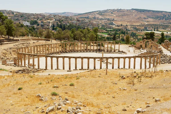 Rovine Del Forum Oval Plaza Jerash Giordania — Foto Stock