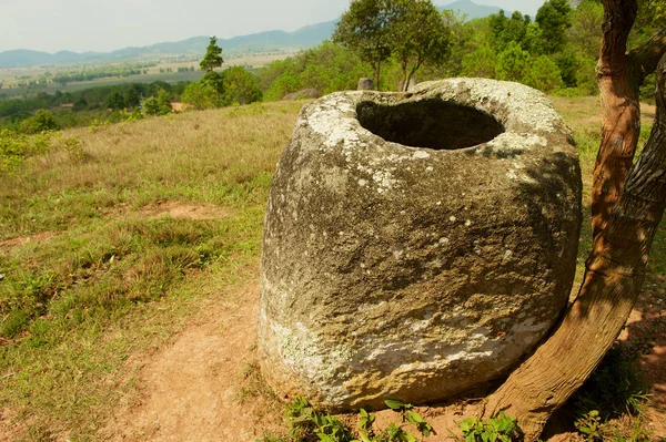 Antigua Jarra Piedra Una Llanura Tarros Sitio Cerca Phonsavan Provincia — Foto de Stock