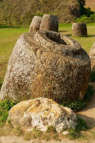 Ancient stone jars in a Plain of Jars (Site #1) near Phonsavan, Xienghouang province, Laos.