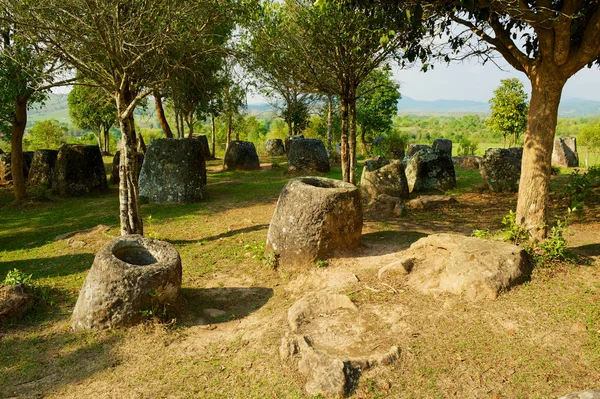 Antiguos Tarros Piedra Una Llanura Tarros Sitio Cerca Phonsavan Provincia — Foto de Stock