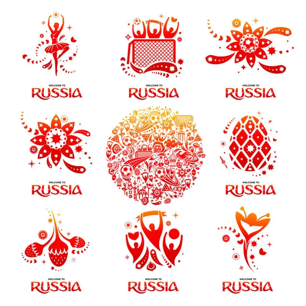 Resmi arka planı gri FIFA Dünya Kupası 2018 futbol oyuncusu. Rusya hoş geldiniz. Rusya 2018 futbol oyuncusu. Tam renkli vektör çizim düz tarzı.