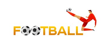 Stadyumun arka planı futbolcu. Yazı futbol. Campionship futbolcu. Aptal renk vektör çizim düz stil beyaz arka plan üzerinde izole içinde.