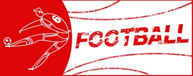 Futbolcu ile banner. Futbol ile iki top yazı. Campionship futbolcu. Aptal renk vektör çizim düz stil beyaz arka plan üzerinde izole içinde.