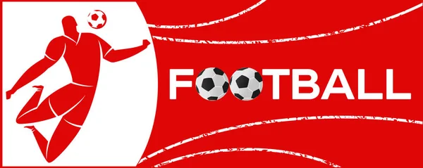 Banner Met Voetballer Belettering Voetbal Met Twee Bal Football Speler — Stockvector