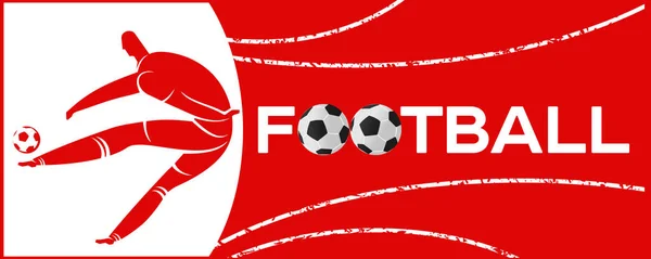 Banner Piłkarzem Napisu Football Dwóch Piłkę Piłkarz Campionship Głupi Ilustracja — Wektor stockowy