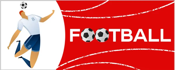 Banner Met Voetballer Belettering Voetbal Met Twee Bal Football Speler — Stockvector