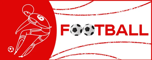 Banner Com Jogador Futebol Lettering Football Com Duas Bolas Jogador — Vetor de Stock