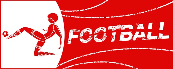 Banner Con Futbolista Letras Fútbol Con Dos Bolas Jugador Fútbol — Archivo Imágenes Vectoriales