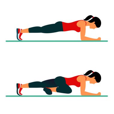 Fitness egzersizleri için güçlü ve güzel vücut. Fitness, aerobik ve egzersiz spor salonunda egzersiz. Çizgi stili beyaz arka plan üzerinde izole jimnastik salonu simgeler vektör kümesi. İnsanlar jimnastik salonu. Spor salonu ekipman.