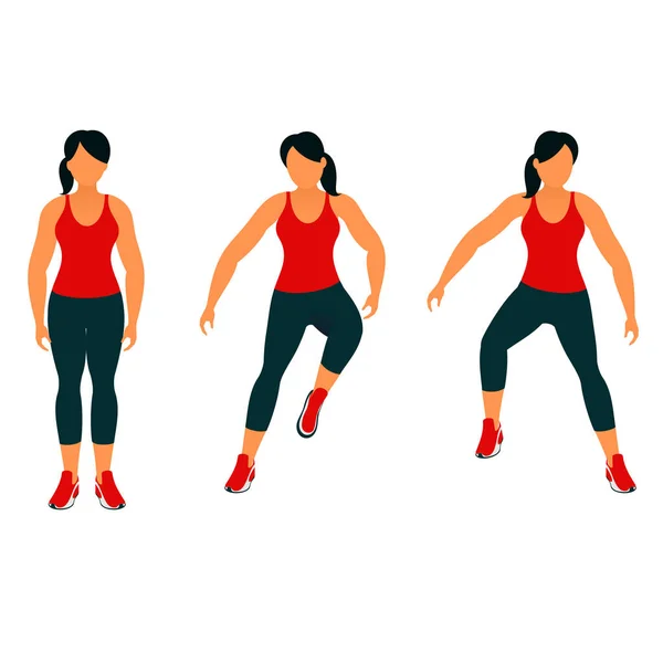 Exercices Fitness Pour Corps Fort Beau Fitness Aérobic Exercice Dans — Image vectorielle