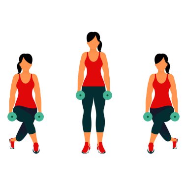 Fitness egzersizleri için güçlü ve güzel vücut. Fitness, aerobik ve egzersiz spor salonunda egzersiz. Çizgi stili beyaz arka plan üzerinde izole jimnastik salonu simgeler vektör kümesi. İnsanlar jimnastik salonu. Spor salonu ekipman.