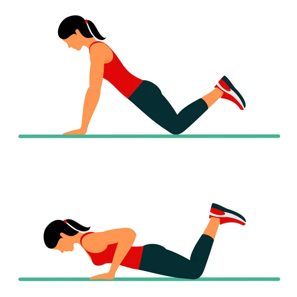 Exercices Fitness Pour Corps Fort Beau Fitness Aérobic Exercice Dans — Image vectorielle