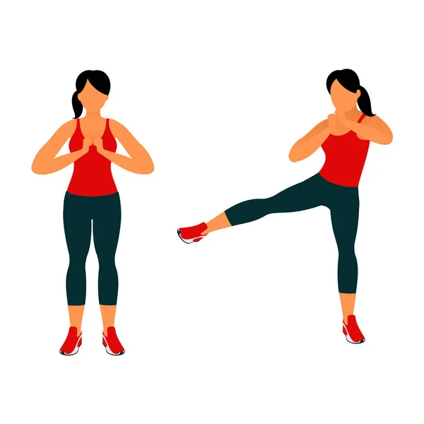 Ejercicios Fitness Para Cuerpo Fuerte Hermoso Ejercicio Físico Aeróbico Entrenamiento — Vector de stock