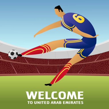 Futbolcu geleneksel öğeleri ile gri arka plan üzerinde