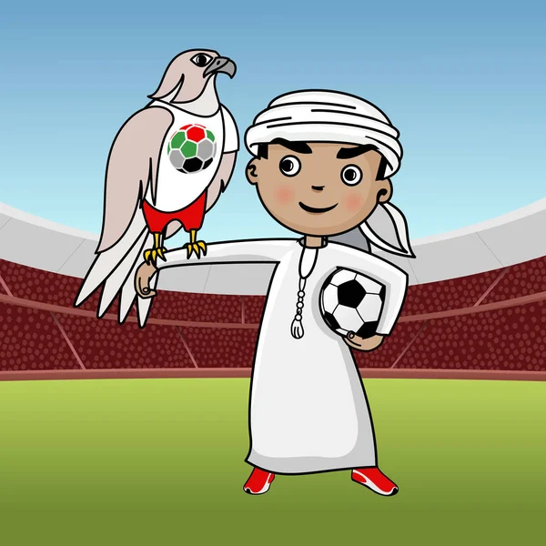 Mascotes Oficiais Afc Asian Cup Emirados Árabes Unidos 2019 Mansour — Vetor de Stock