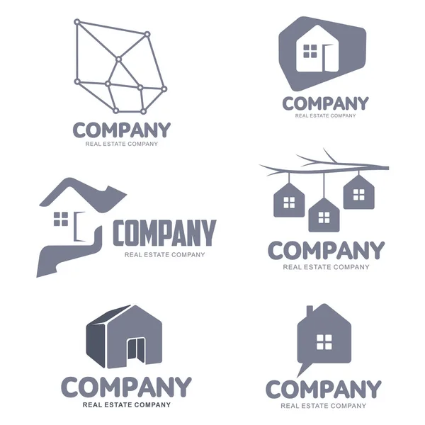 Set of real estate company logo templates for corporate identity — Stock Vector