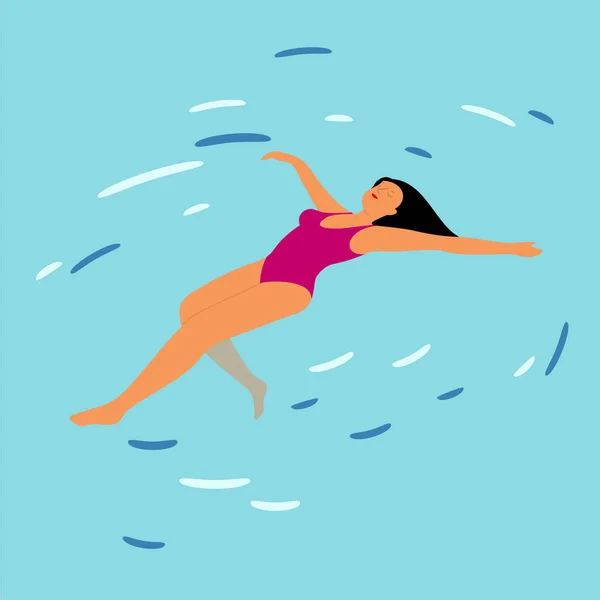 Mujer joven descansando en la piscina fondo de agua — Vector de stock