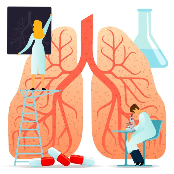 Vektorflache Illustrationen, große menschliche Lungen auf weißem Hintergrund — Stockvektor