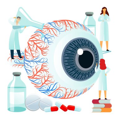 Vector flat illustrations, large human eye on a white background clipart