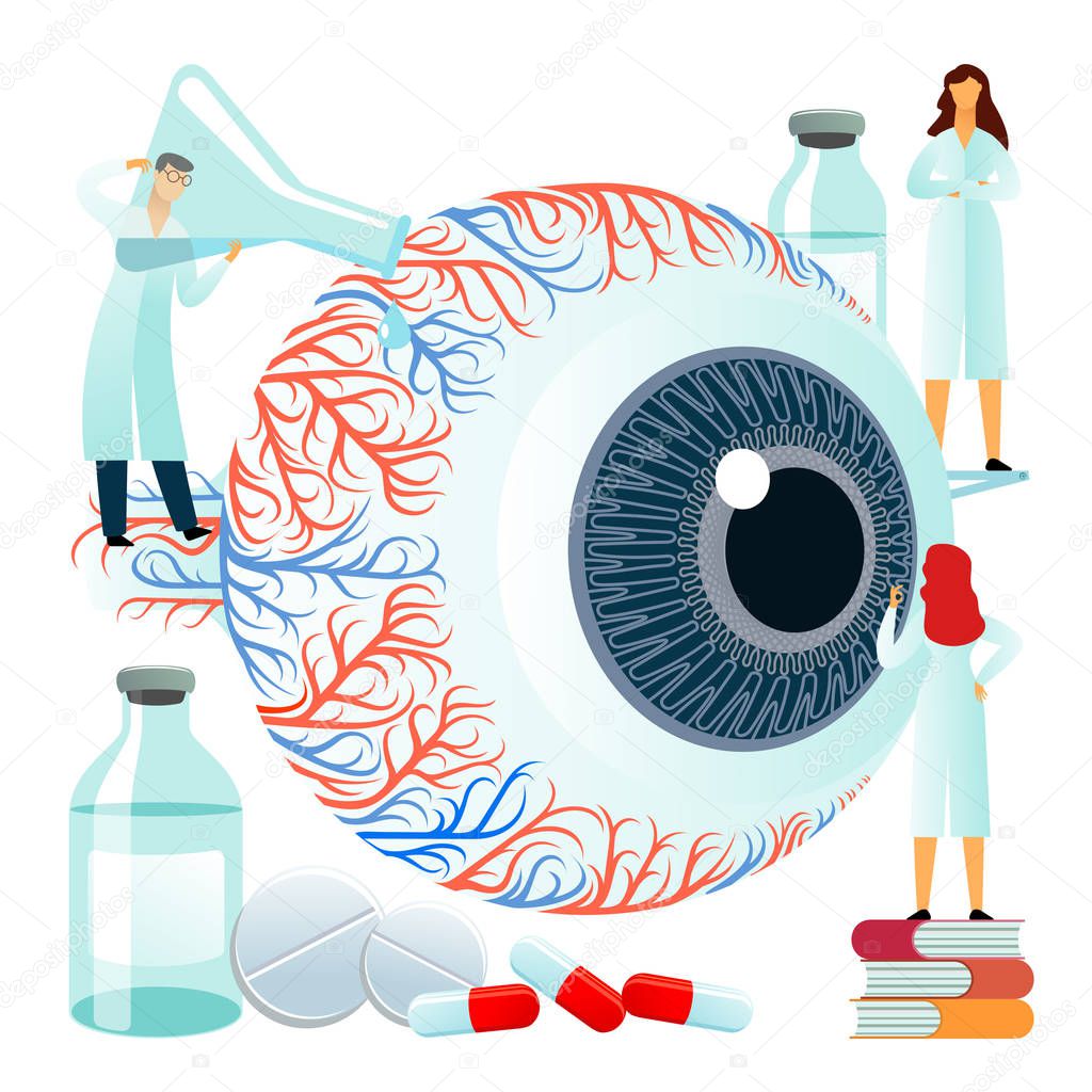 Vector flat illustrations, large human eye on a white background